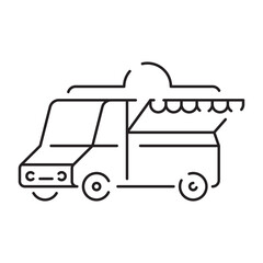Modern food truck line icon. Outline modern street food icon for web design isolated on white background
