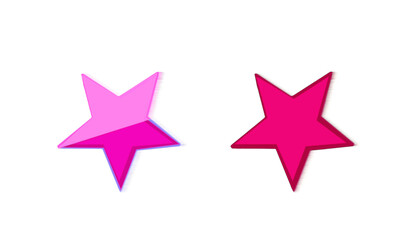 Pink red girl 3D stars that fit together. On isolated transparent background.