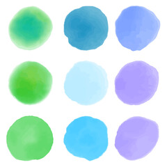 水彩の丸いフレーム　青系色