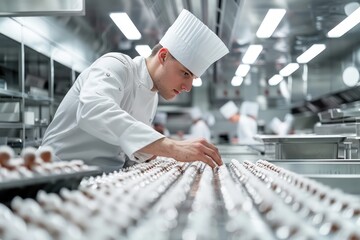 Professional Chef Maintaining a Clean and Orderly Kitchen Ensuring Food Safety and Hygiene Standards in a Commercial Culinary Environment