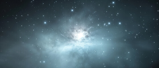 A starry sky with a bright light in the middle