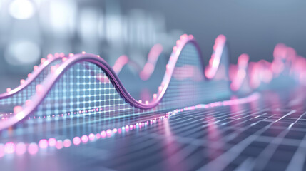 A graph with pink and blue lines that are connected