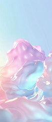 A colorful, abstract image of a mountain with a pink, blue, and purple hue