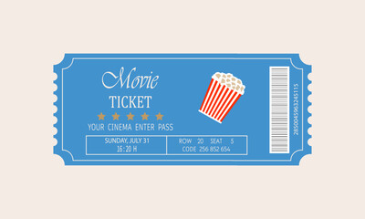 Cinema ticket isolated on white background. 