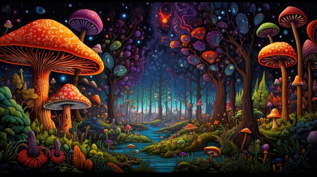 Where to Buy Psilocybin Mushroom Capsules USA - Psychedelic Today Psychedelic Forest - Images Et Vidéos Libres De Droits | Adobe Stock