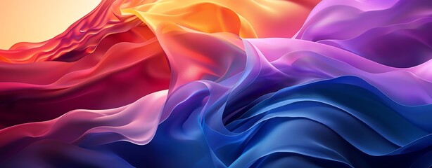 Obraz premium Abstract vibrant fluid art with flowing colors in pink, orange, and blue shades, creating a dynamic and ethereal visual experience.