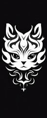 Stylized Cat Face with Ornate Design.