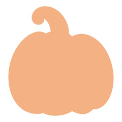 A simple, solid orange pumpkin shape with a curved stem at the top. The background is plain and white