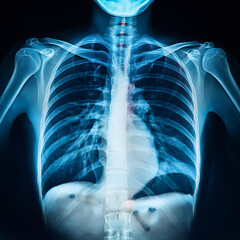 Futuristic Radiological Chest X-Ray: Advanced Medical Diagnosis and Anatomy