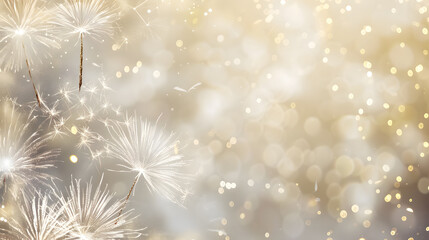 Gold fireworks Abstract background new year, copy space for greeting card