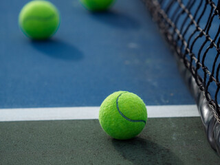 Tennis ball on the tennis court course