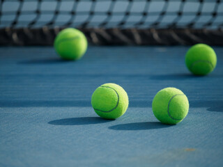 Tennis ball on the tennis court course