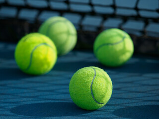 Tennis ball on the tennis court course