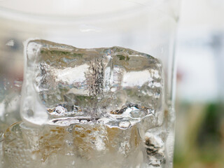 Ice in a plastic cup, tea drink