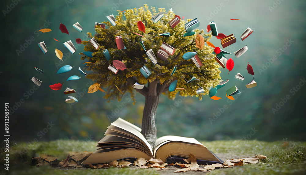 Canvas Prints International literacy day concept with tree with books like leaves