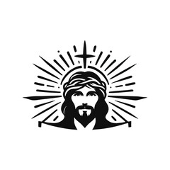jesus logo icon illustration black white template
