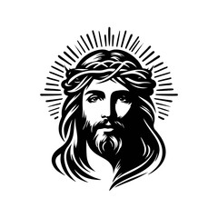 jesus logo icon illustration black white template