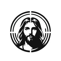 jesus logo icon illustration black white template