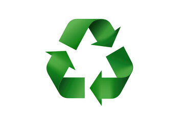 Obraz premium Green symbol for recycling raw materials on a transparent background