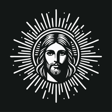 recommend clip art: jesus logo icon illustration black white template