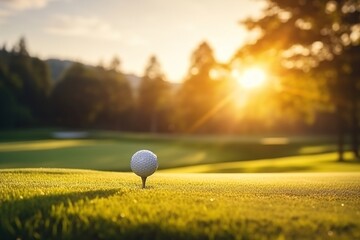 empty golf court with single golf ball in the front