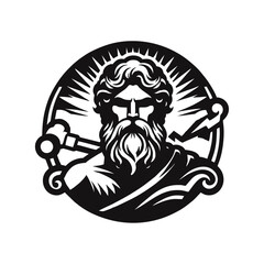 Zeus old man beard logo icon design illustration