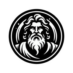 Obraz premium Zeus old man beard logo icon design illustration