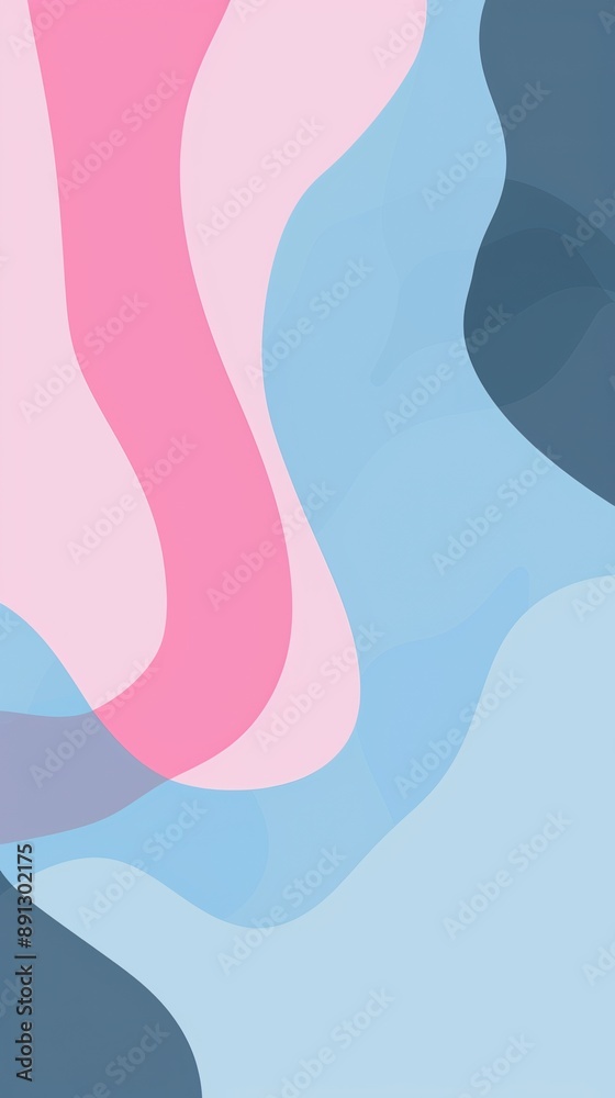 Canvas Prints Abstract Waves in Pink and Blue Fluid Design