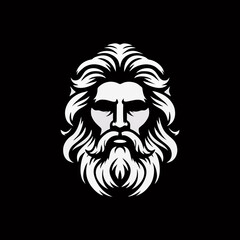 Zeus old man beard logo icon design illustration