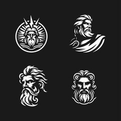 Zeus old man beard logo icon design illustration
