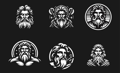 Naklejka premium Zeus old man beard logo icon design illustration