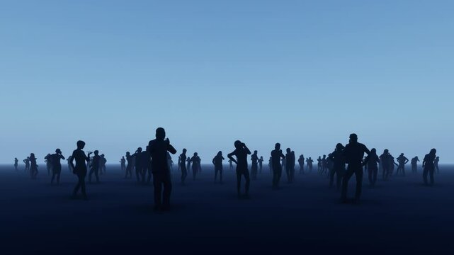 Business Silhouettes With Phone 3D Animation
