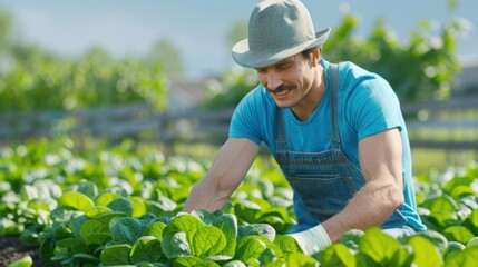 Farmer testing an experimental weeding technology in a research plot, organic farm.