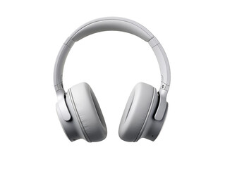 A pair of white wireless over-ear headphones are isolated on a white background