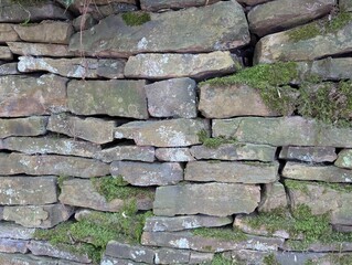 An old stone wall with weeds