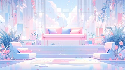 textured background with soft, tactile elements in pastel colors, creating a sense of depth and tangibility.