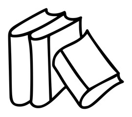 Hand drawn icon books doodle line art style. Black color sketch. Vector illustration isolated on white background drawing for coloring book, children application artist