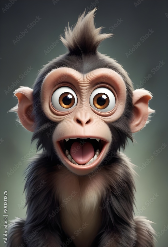 Wall mural a monkey with open mouth...