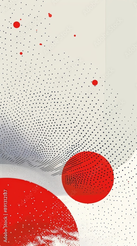 Poster Abstract Design with Red Dots and Textured Background