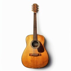 Obraz premium A high-quality image of a guitar on a white isolated background. The guitar is beautifully crafted, perfect for music enthusiasts. AI generation.