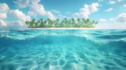 Obraz premium Travel and vacation background. With sea cutting and beautiful island