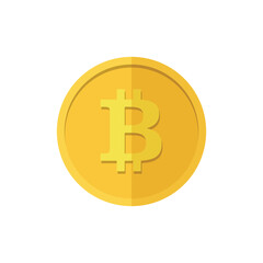 Bitcoin. Golden cryptocurrency coin. Electronics finance money symbol. Vector illustration