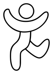 Happy running person man hand drawn vector icon, positive or power, good workplace, leader, thin line symbol isolated on white background