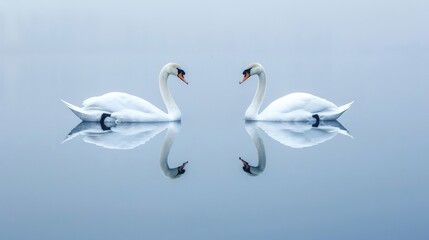 Obraz premium Swans gliding gracefully across a calm pond
