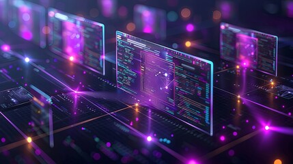 Obraz premium vector, illustartion, Artificial intelligence turns text into pictures. Isometric minimalist style. Prompt button command. AI offers 4 pictures to choose from in the chat. Service for generating image