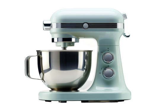 A Mint Green Stand Mixer Ready to Bake Delicious Treats on a Clear PNG or White Background.