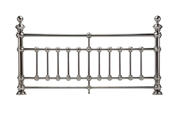 Ornate Metal Railing With Polished Finish and Elegant Design on a Clear PNG or White Background.