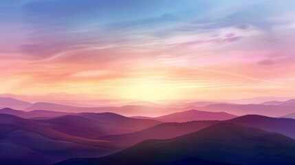 Obraz premium Vibrant Sunset Over Rolling Hills with Colorful Sky