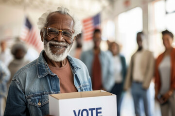 US old man casting his vote