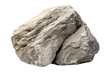 A Rugged Gray Boulder Against a White Backdrop on a Clear PNG or White Background.